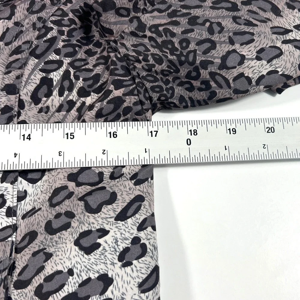 Anthropologie Joujou Gray Leopard Trench Short Double Breasted Jacket Large‎ EUC
